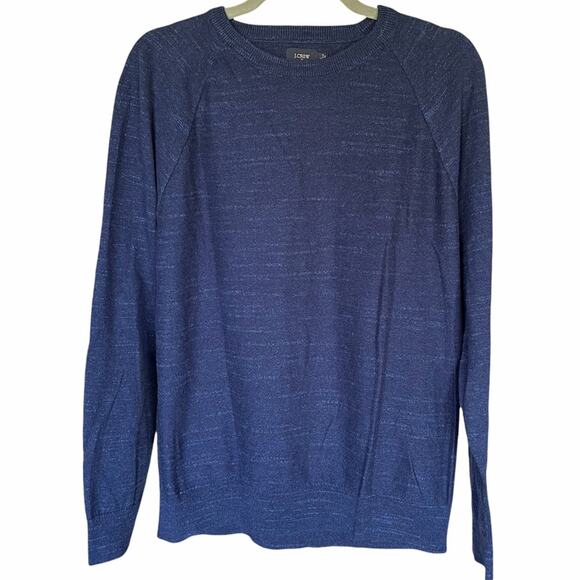 J. Crew Factory Raglan Budded 100% Cotton Crewneck Sweater Men's Navy Size Large - Picture 3 of 7